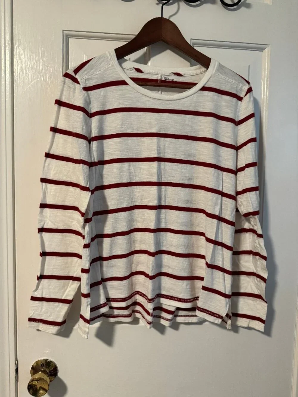 Madewell Long Sleeve T-shirt in Red and White Size L - Picture 2 of 10